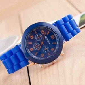 Geneva Blue Silicone Band Watch